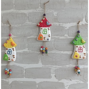 Hand-Painted House-Shaped Wall, Balcony Decor, Garden Decoration with Different Color Options