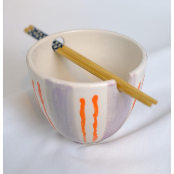 Ceramic Ramen Bowl, Color Your Table with Avatar Series Katara and Zuko Characters, Noodle Bowl with Chopsticks, Pottery Plate