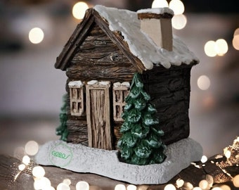 Christmas Themed Hand Painted Incense Burner in the Shape of a House with Snow Effect, Gift for Home Decor, New Year Decoration