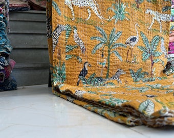 Lot de couettes kantha en coton vintage indiennes, lot de jetés de sari faits main, literie bohème, cadeaux de pendaison de crémaillère et de Noël