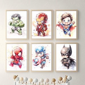 Nursery Superhero Set - Kids Room Decor, Baby Room, Gift For Kids, Birthday Gift, Superhero Wall Art, Nursery Decoration, Posters For Boys