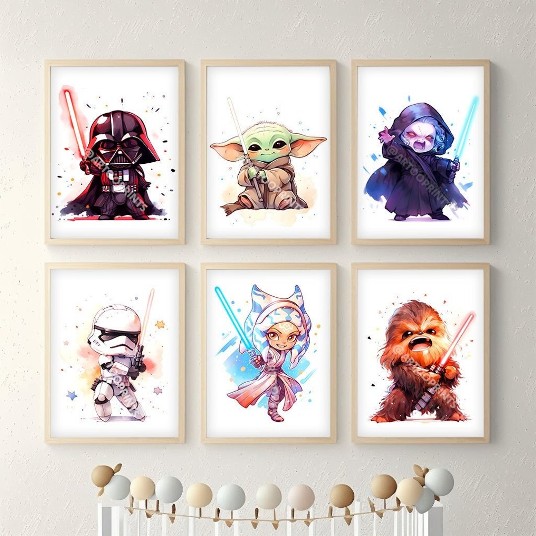 Nursery Posters of Star Wars Characters Wall Art for Kids Etsy
