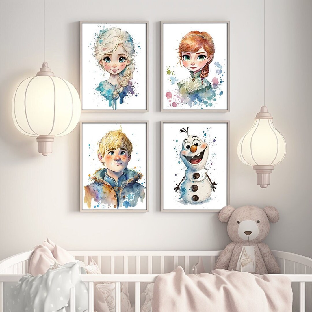 Frozen Wall Art Elsa, Olaf Posters, Nursery Wall Decor, Kid Wall Art, Baby Girl Room, Wall Art