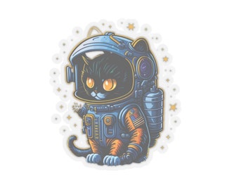 Cute Space Cat Sticker - Adorable Feline Design for Laptops, Journals, and More - Order Now for Cosmic Fun!