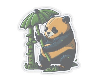 Panda with Umbrella Sticker - Adorable Design for Laptops, Journals, and More - Order Now!