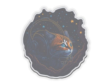 Cute Space Cat Sticker - Add Some Cosmic Charm to Your Laptop, Water Bottle, and More - Order Now!