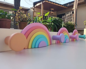 Handmade 3D Rainbow Wood Wall Hook: Kids Room Decor, Nursery