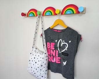 Handmade 3D Rainbow Wall Hanger with Hooks: Kids Room Decor , Nursery Decor