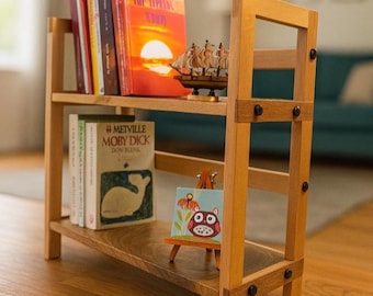 Handmade Walnut & Beech 2-Tier Shelf: Rustic Countertop Organizer, Kitchenware