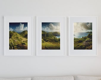 Ocean Mountain Wall Art, Photorealistic Mountain Print Set, 3 Piece Wall Art, Landscape Print Set, Modern Decor, Ocean Digital Download Art