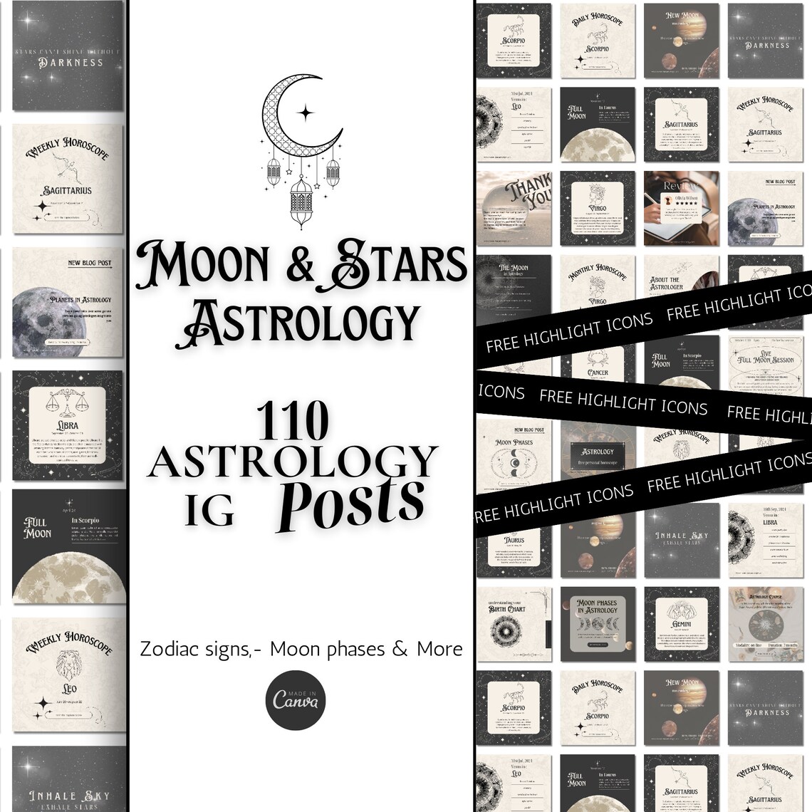110 Astrology Instagram Templates Zodiac Canva Template Etsy