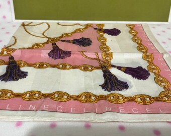 Vintage and Pretty Celine Paris Tassels Handkerchief Cotton