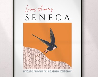 Motivational Printable Philosophy Decor, Inspiring Stoic Seneca Quote Wall Art