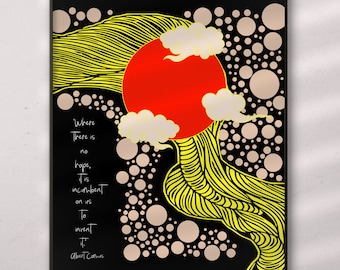 Lámina artística con cita abstracta de Albert Camus: Decoración de pared inspiradora (descarga digital)