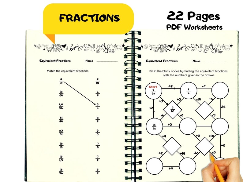 Fractions Printable Worksheet Digital PDF File - Etsy