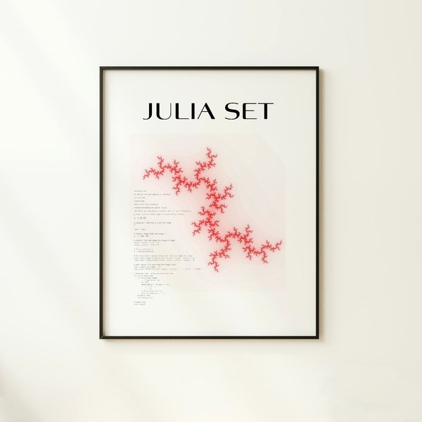 Fractals Julia Set Poster with its own Python Code, Workspace Gift for Programmer