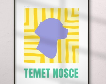 Lámina artística con cita en latín sobre un perro, Temet Nosce (Descarga digital)