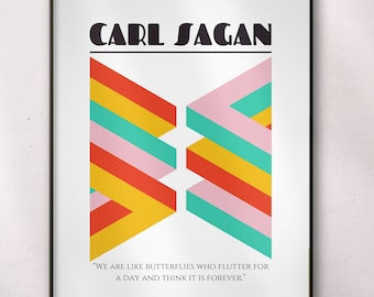 Cita de Carl Sagan, inspiradora, estilo Bauhaus, imprimible