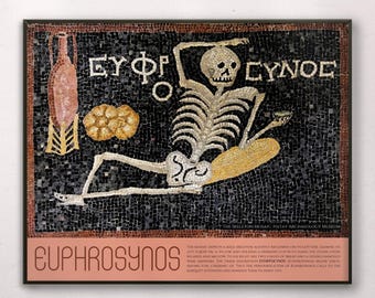 Mosaico imprimible de esqueleto antiguo alegre: disfruta de tu vida arqueológica.