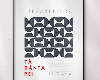 Póster filosófico "Todo fluye", regalo para filósofos, citas inspiradoras para imprimir, arte mural motivacional