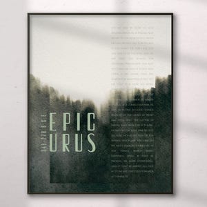 Epicurus Philosophy Quote with Abstract Wall Art, Black and White Life Printable