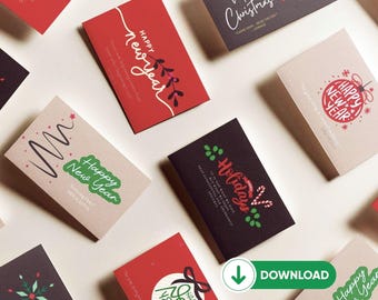 Juego de 6 tarjetas de regalo navideñas imprimibles con citas filosóficas