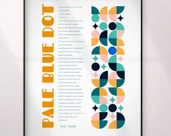 Punto Azul Pálido: Sabiduría inspiradora de Carl Sagan en estilo Bauhaus