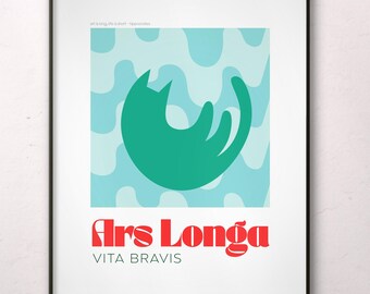 Póster imprimible de gato con cita inspiradora de Galileo, arte mural nerd y filosófico.