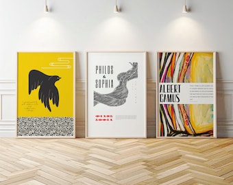 Conjunto de 3 pósteres imprimibles con citas abstractas de Albert Camus