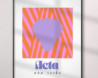 Arte de pared minimalista con un perro filósofo, cita motivacional en latín para imprimir