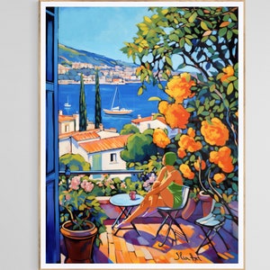 Poster Sommer an der französischen Riviera, Vintage Französisch, Art Deco Reiseplakat "Sun-Kissed" Französische Riviera Kollektion, Monaco, Saint-Tropez