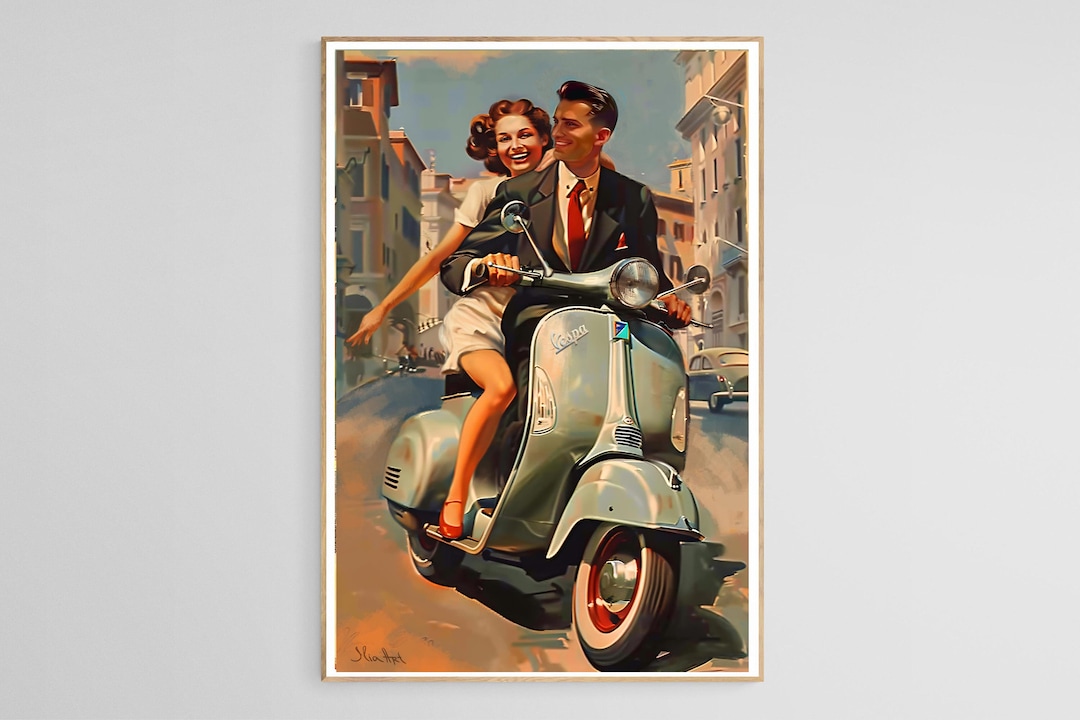 Tableau Sur Toile ARTTOR 50x70 Cm – Scooter Vintage Italie – Déco Murale Rétro