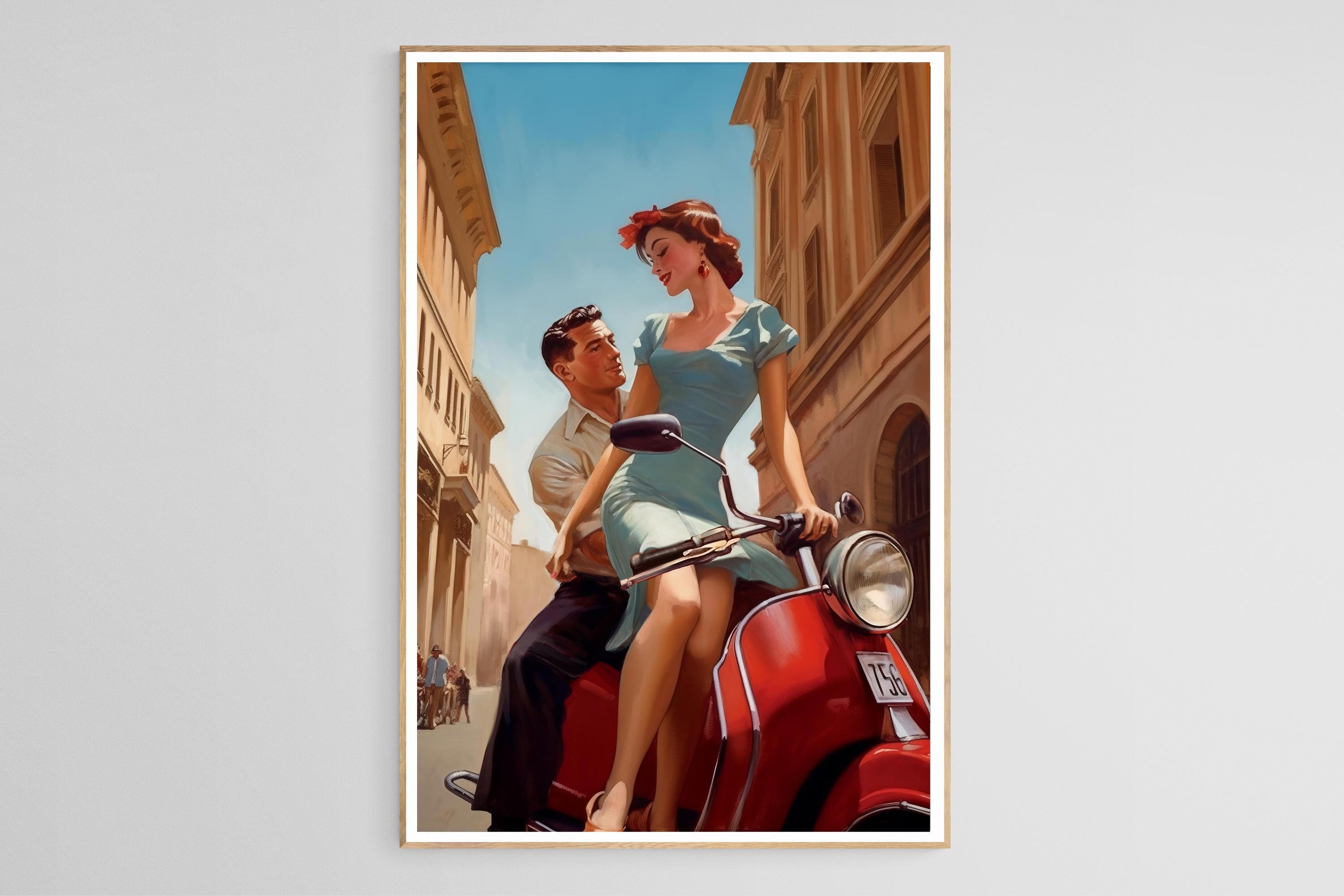 The Couple on Scooter - Custom Caricature Diamond Art - PaintingsCart