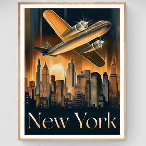 Art Deco New York Travel Poster: Golden Age Aviation (Digital Download)