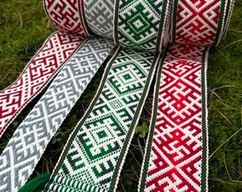 Woven sash/ traditional Baltic belt/ ethno/ folk costume accessories. Baltic style trim/band/belt. Wedding sash/belt/trim with symbols