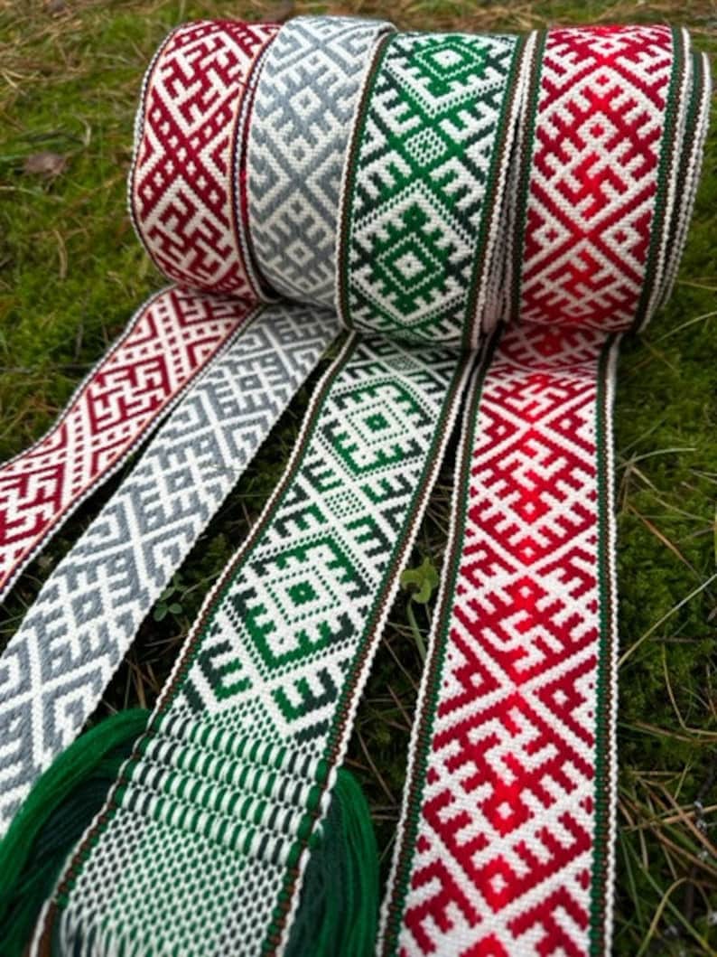 Ethnic band, sash, belt. Ethnic fashion belt. Handmade belt. Handmade woven belt with symbols.