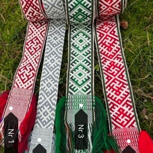 Handmade woven belt with symbols