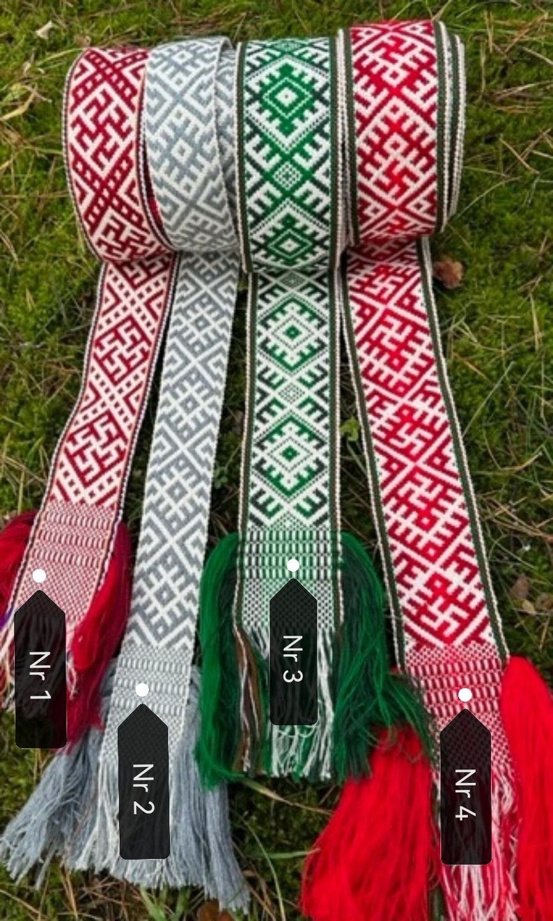 Handmade woven belt with symbols