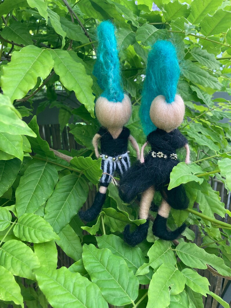 Felt figure needle felted Gothic Badcave Goth felt doll figure image 1