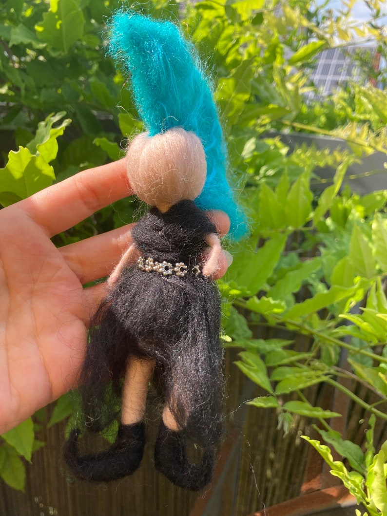 Felt figure needle felted Gothic Badcave Goth felt doll figure image 5