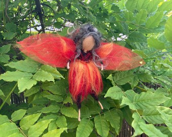 Felt fairy needle felted element fairy fire fairy fire devil felt fairy fire felt with gemstones and pearls