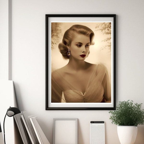 Grace Kelly Vintage Hollywood, Digital Wall Decor, Printable Wall Art, Home Decor, Digital Download, Wall Art