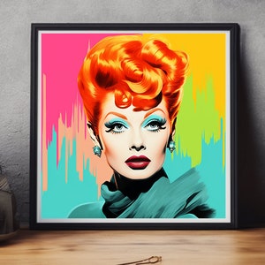 Lucille Ball Poster - Andy Warhol Inspired Pop Art Print - I Love Lucy Vintage Poster - Digital Download - Printable Wall Decor