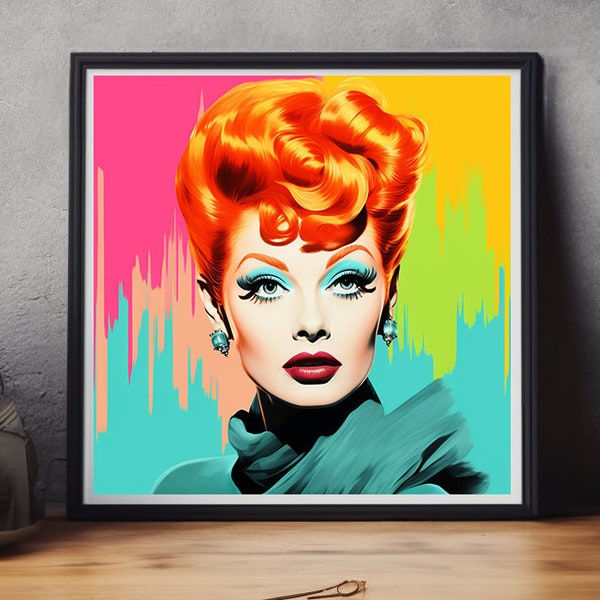 Lucille Ball Poster, Andy Warhol Inspired, Pop Art Print, I Love Lucy, Vintage Poster Print, Digital Download, Printable Wall Decor, Classic