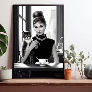 Desayuno con diamantes: Audrey Hepburn como Holly Golightly, póster de película, 18.0 x 24.0 in, decoración clásica de Hollywood, años 50, arte de pared imprimible