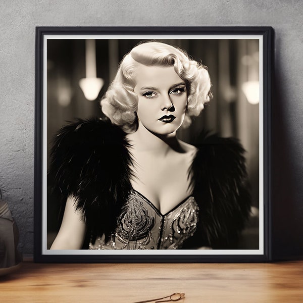 Jean Harlow Sepia Print - Classic Hollywood Glamour, Digital Download, Vintage Cinema Icon Artwork for Elegant Interiors (36x24)