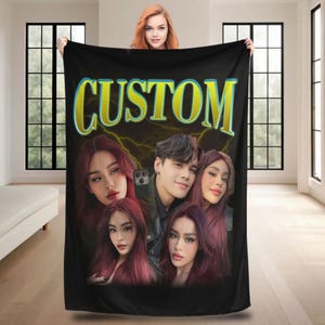 Customized Blanket With Text and Photo Personalized Picture Blanket with Customized Photo and Text Blanket for Friends and Family Gifts