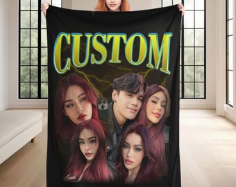 Customized Blanket With Text and Photo Personalized Picture Blanket with Customized Photo and Text Blanket for Friends and Family Gifts