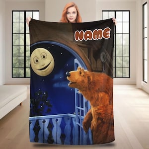 Manta de dibujos animados personalizada Manta con nombre personalizado Manta con oso de dibujos animados Regalo de Navidad Regalo de cumpleaños para familiares, niños y amigos
