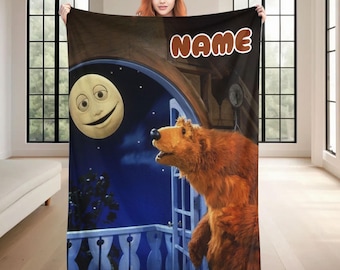 Customized Cartoon Blanket Personalized Name Blanket Cartoon Bear Blanket Christmas Gift Birthday Gift for Family, Children and Friends